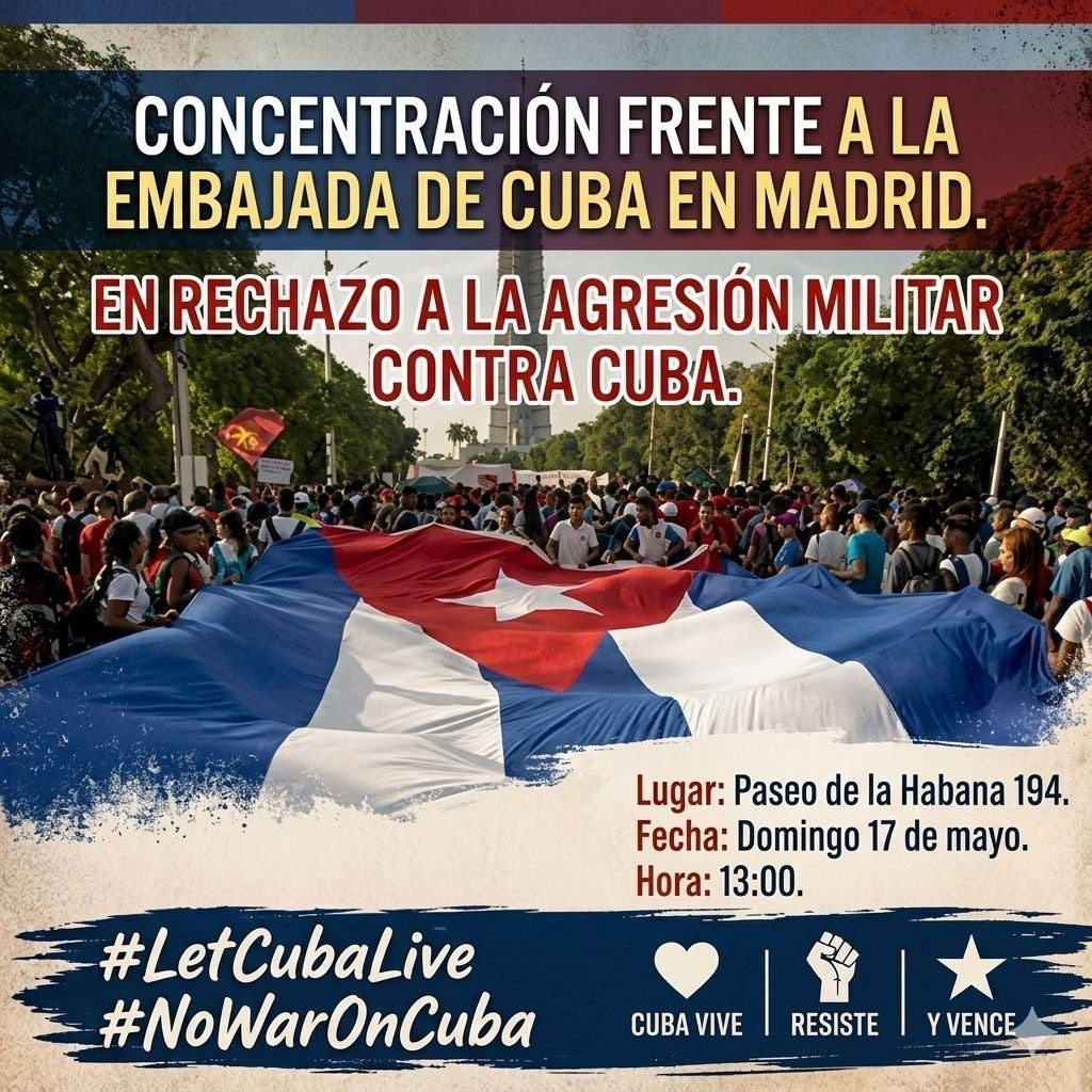 Concentración frente a la embajada de Cuba en Madrid